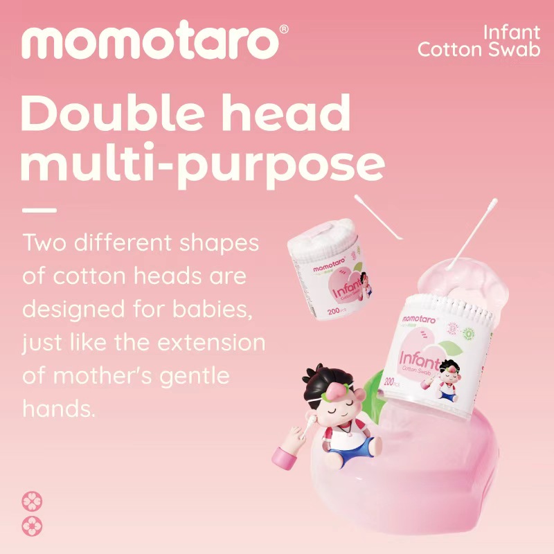 Hisopos de algodón para bebés Momotaro para un cuidado diario y suave del bebé
