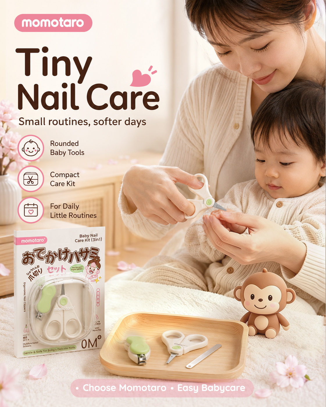 Kit de cuidado de uñas para bebé Momotaro: cuidado suave para dedos pequeños