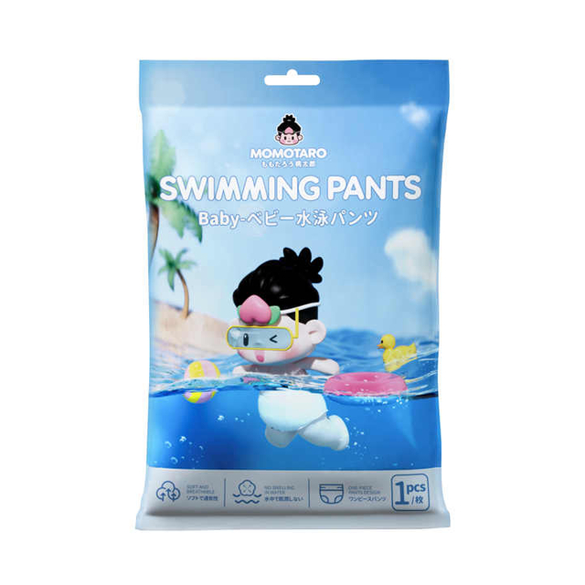 MOMOTARO Venta al por mayor Muestras gratuitas Pañales de natación desechables impermeables Pañales de pantalón de entrenamiento de natación para niños pequeños